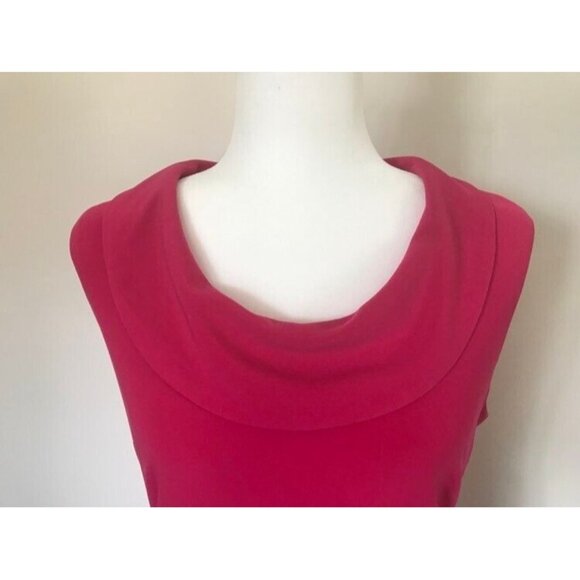 JOSEPH RIBKOFF Sleeveless Dress Size 12 Hot Pink Tiered Single Cowl Neck - Picture 2 of 6